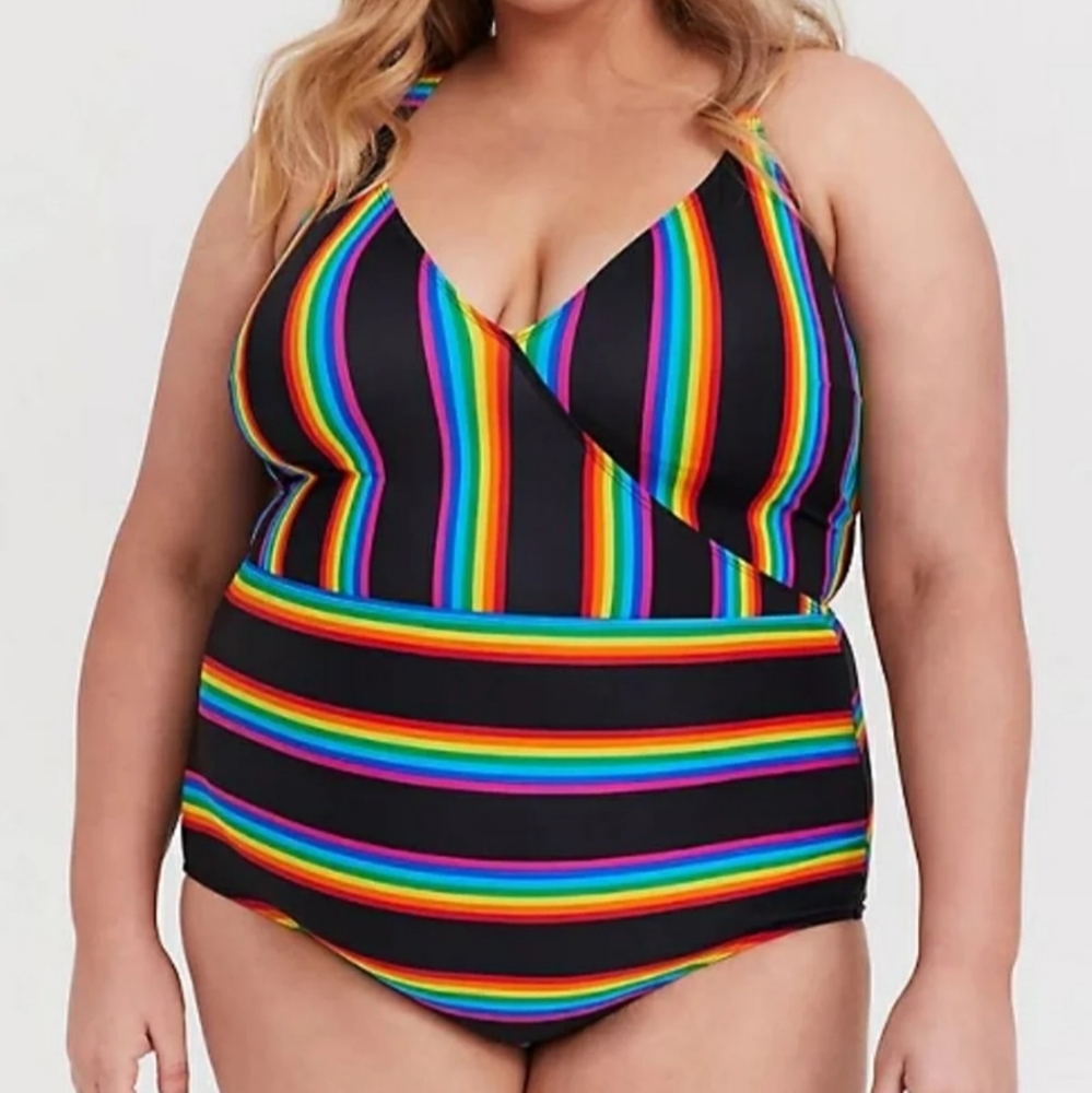 Torrid rainbow swimsuit size 2